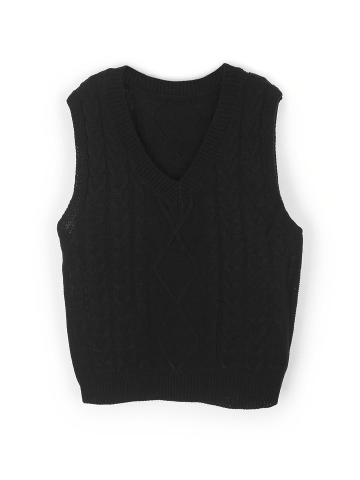 Vivian | Cable-Knit V-Neck Sweater Vest