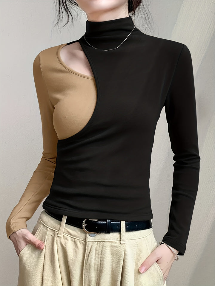 Gwendolyn | Two-Tone Mock Neck Top