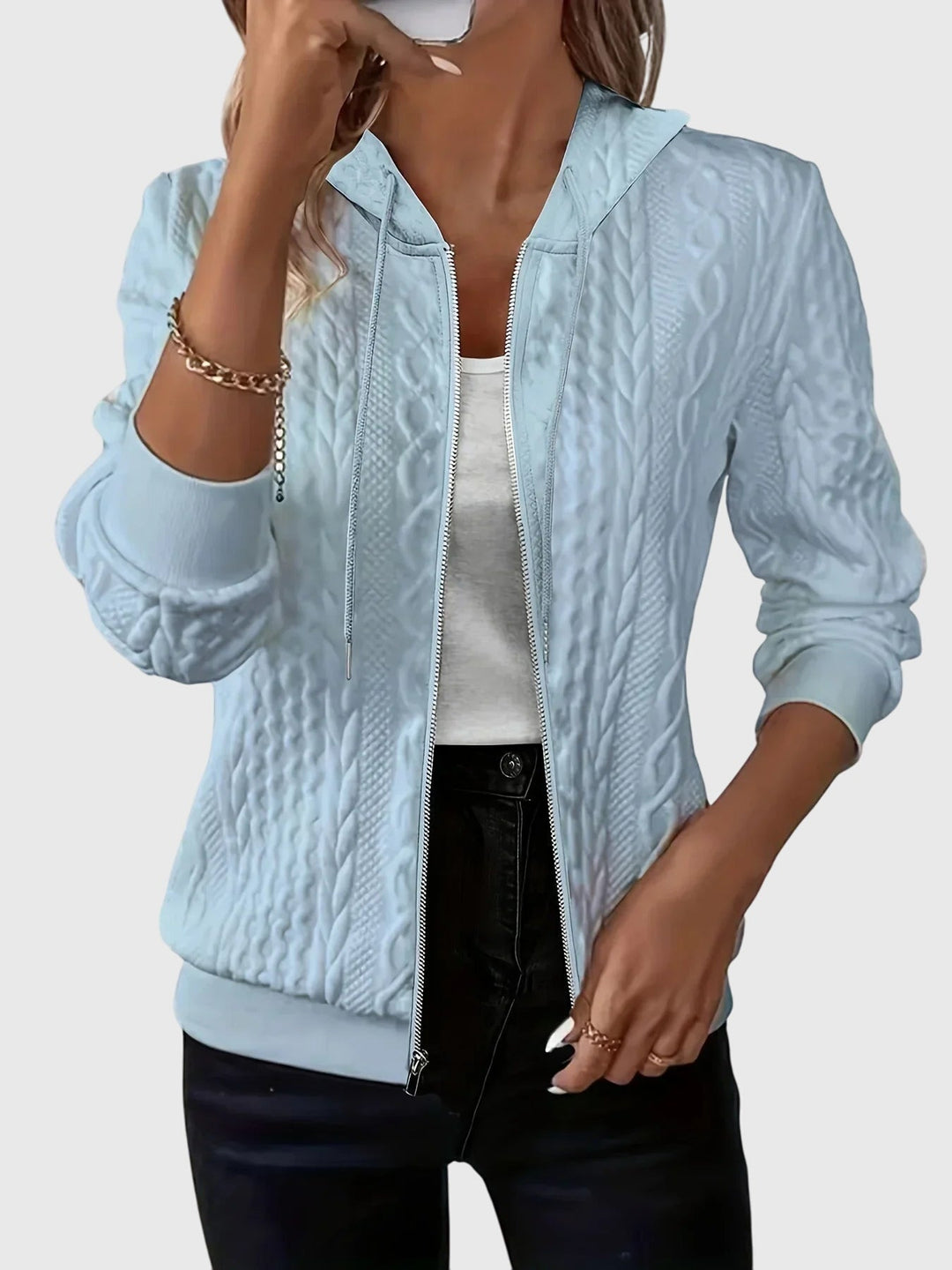Marcia | Textured Zip-Up Hoodie