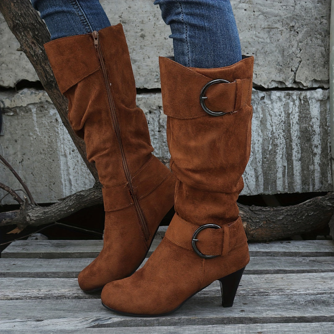 Vivien | Slouch Buckle Knee-High Boots