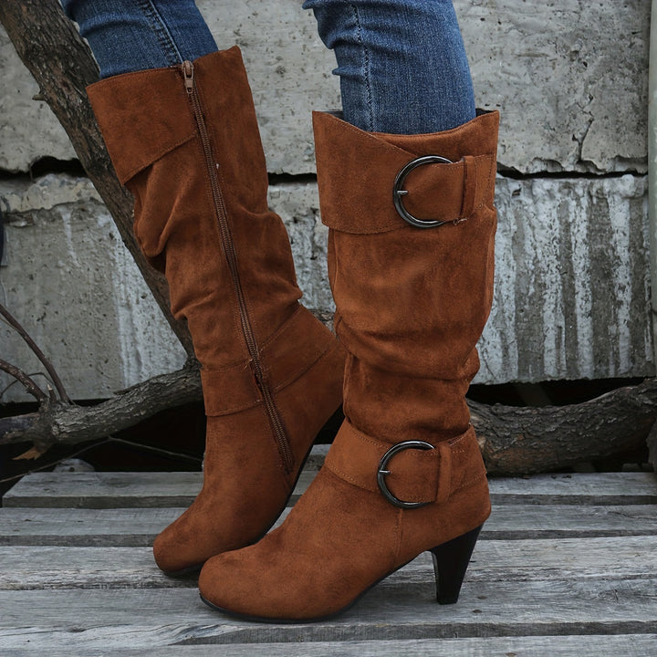 Vivien | Slouch Buckle Knee-High Boots