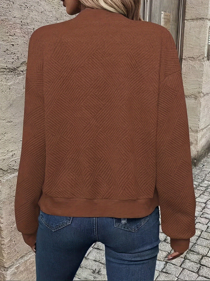 Delia | Textured Zip-Up Bomber Jacket