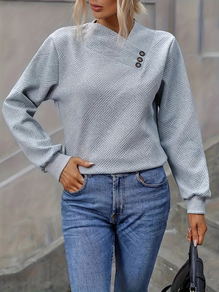 Gloria | Asymmetrical Button-Neck Sweater