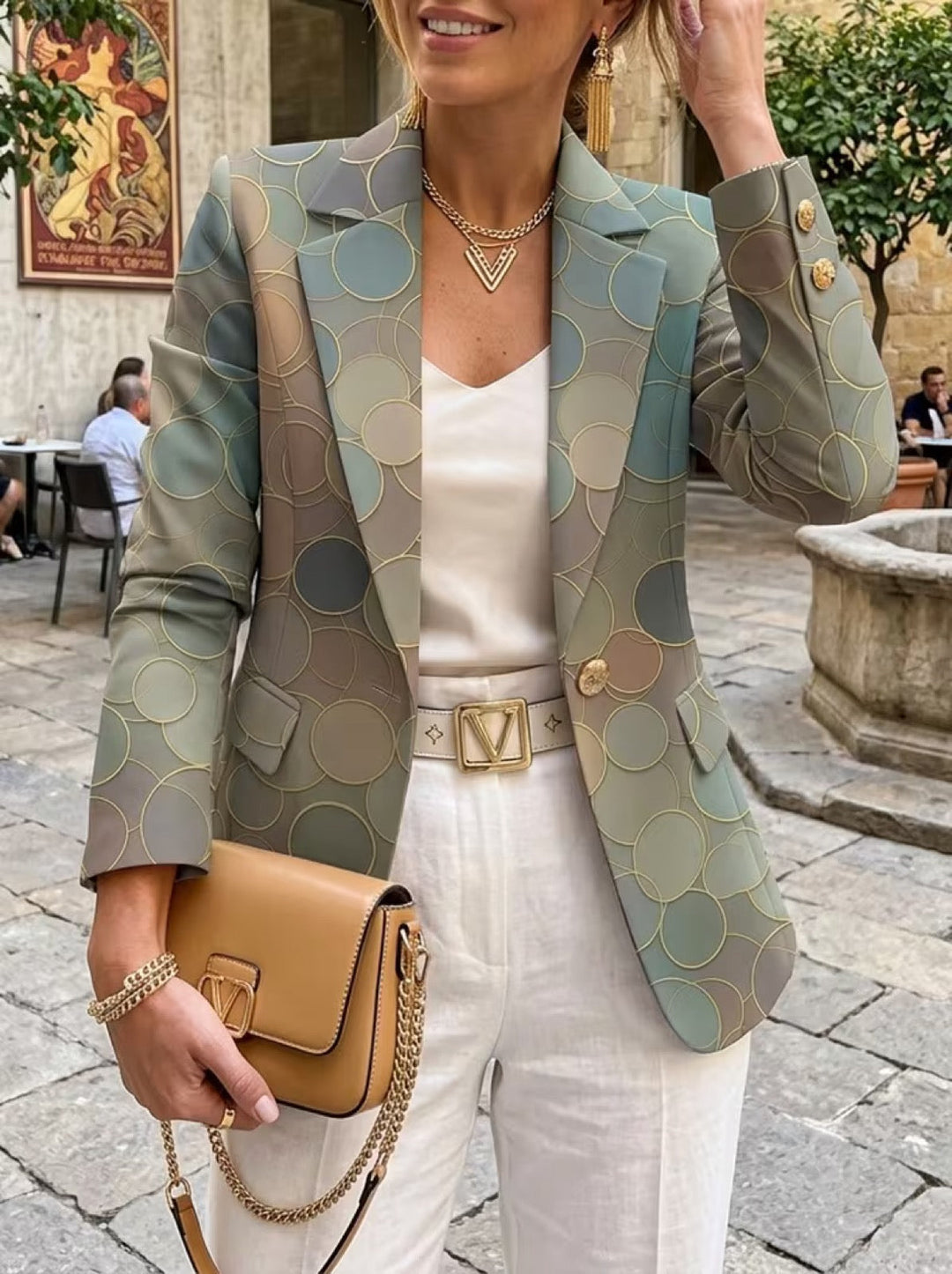 Theodora | Circle Print Tailored Blazer