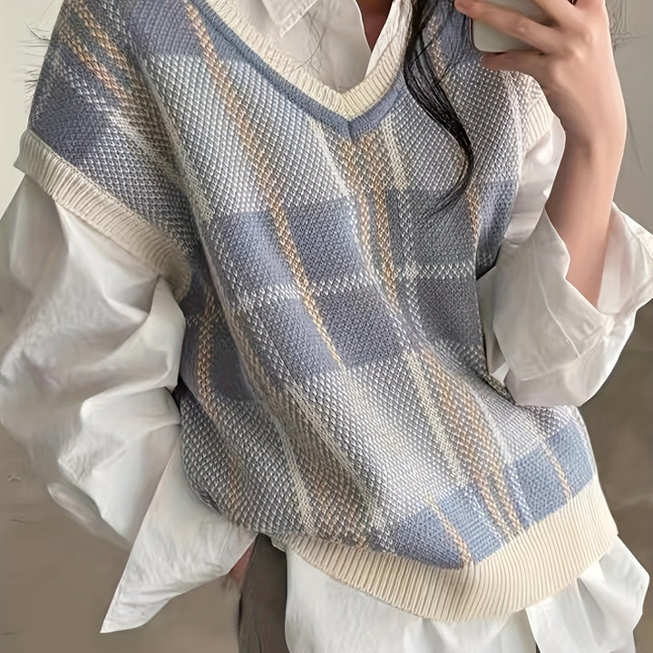 Rosalie | Argyle V-Neck Sweater Vest