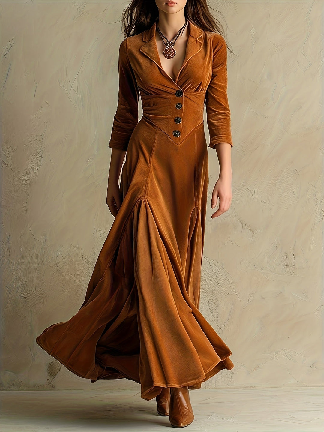 Lenora | Tailored Button-Front Maxi Dress