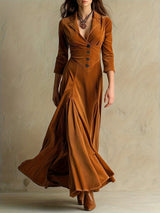Lenora | Tailored Button-Front Maxi Dress