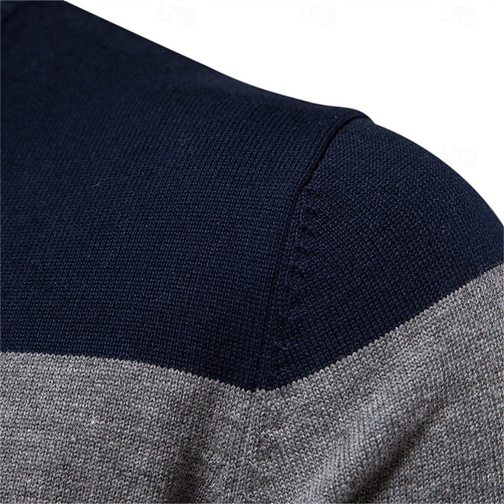 Reuben | Colour-Block Quarter-Zip Sweater