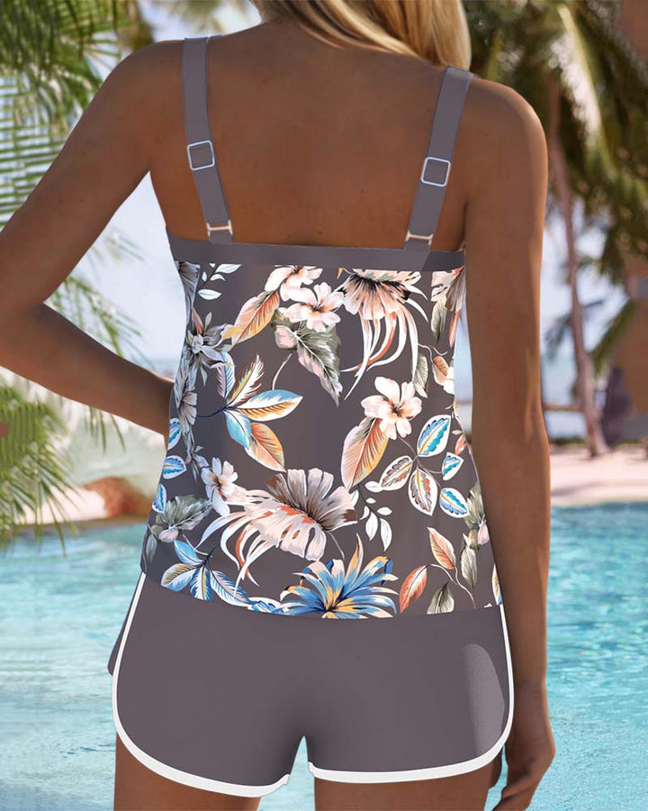 Rosalind | Floral Scoop-Neck Tankini Set