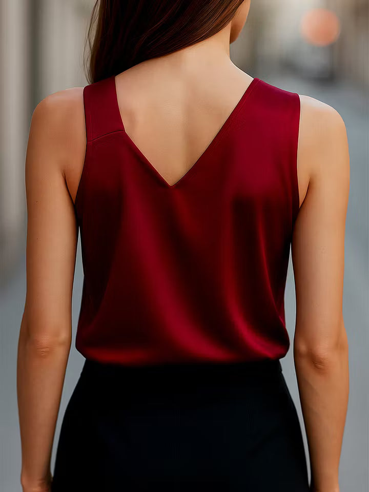 Simone | Asymmetrical Neck Sleeveless Blouse