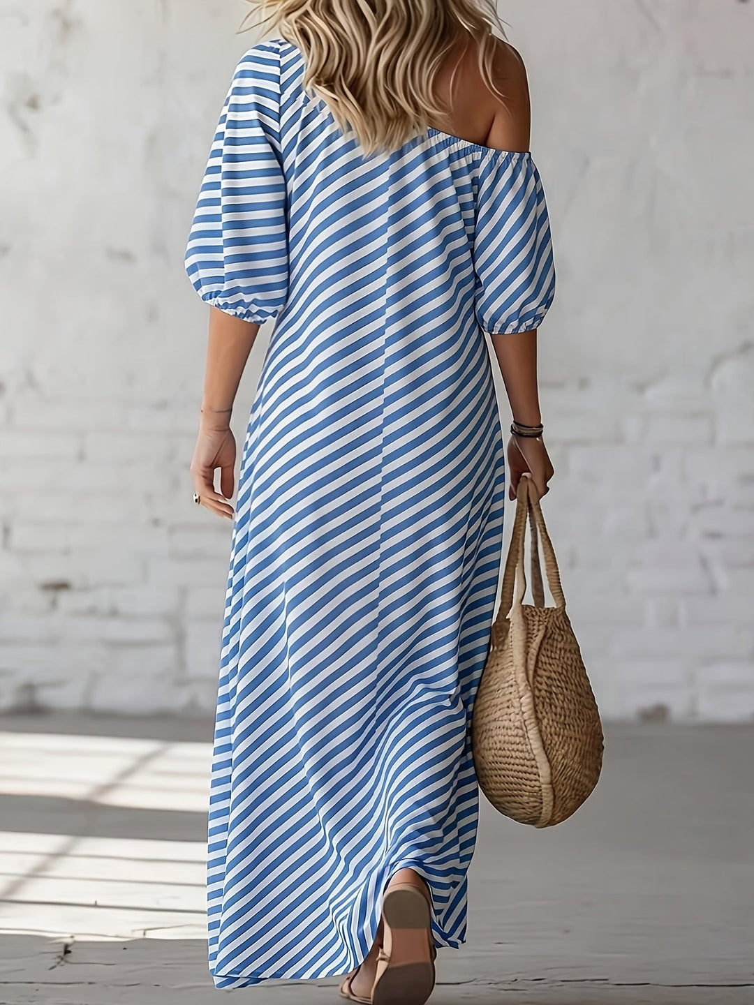 Grace | Off-Shoulder Striped Maxi Dress
