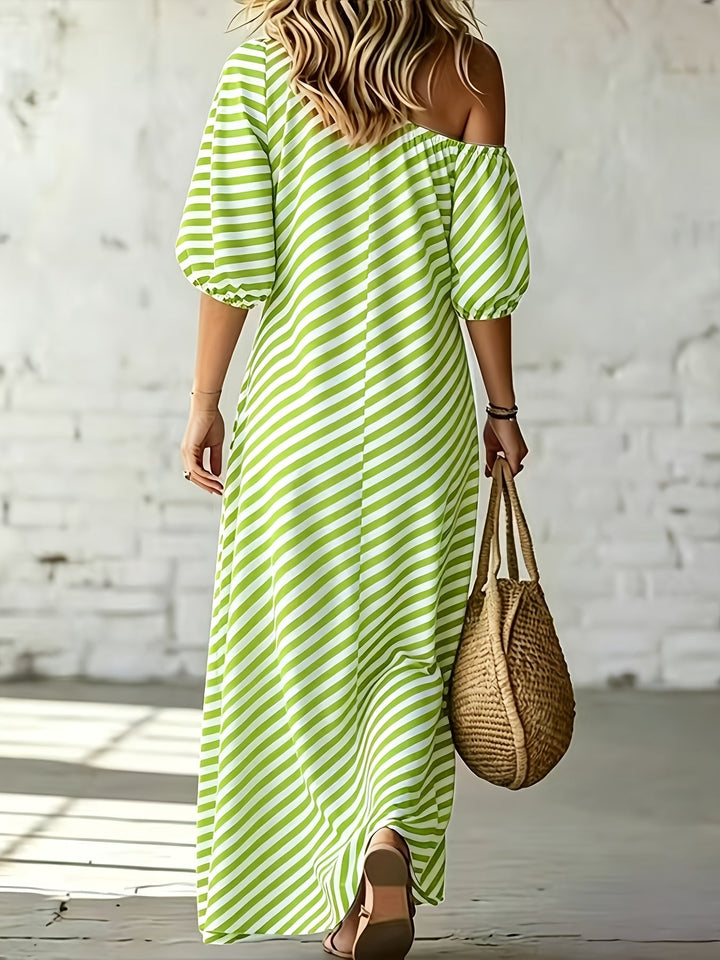 Grace | Off-Shoulder Striped Maxi Dress