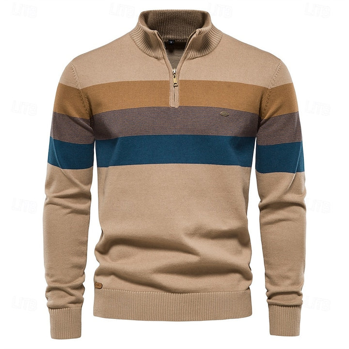 Reuben | Colour-Block Quarter-Zip Sweater