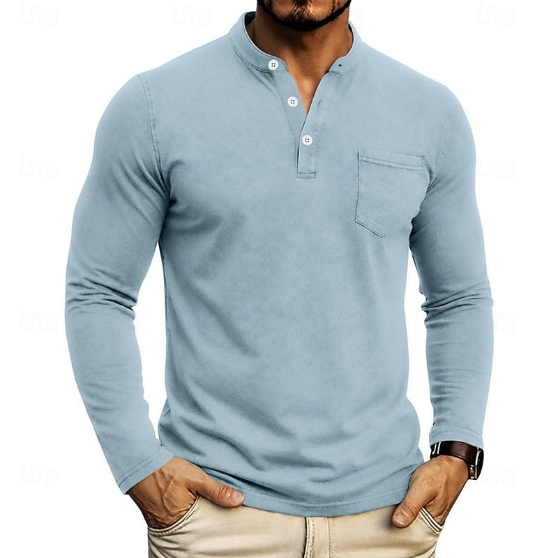 Elliot | Garment-Dyed Long Sleeve Henley Shirt