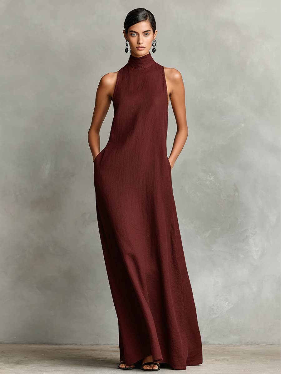 Helene | Sleeveless High-Neck Maxi Dress