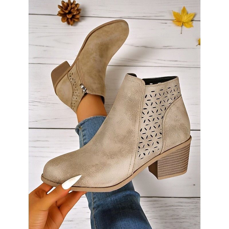Louise | Cutout Block-Heel Ankle Boots