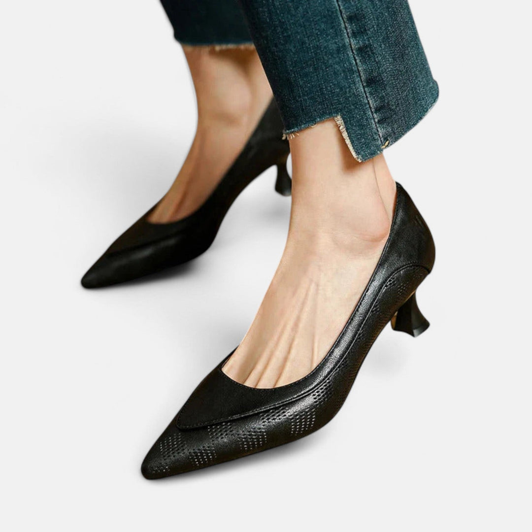 Emeline | Pointed-Toe Kitten Heel Pumps