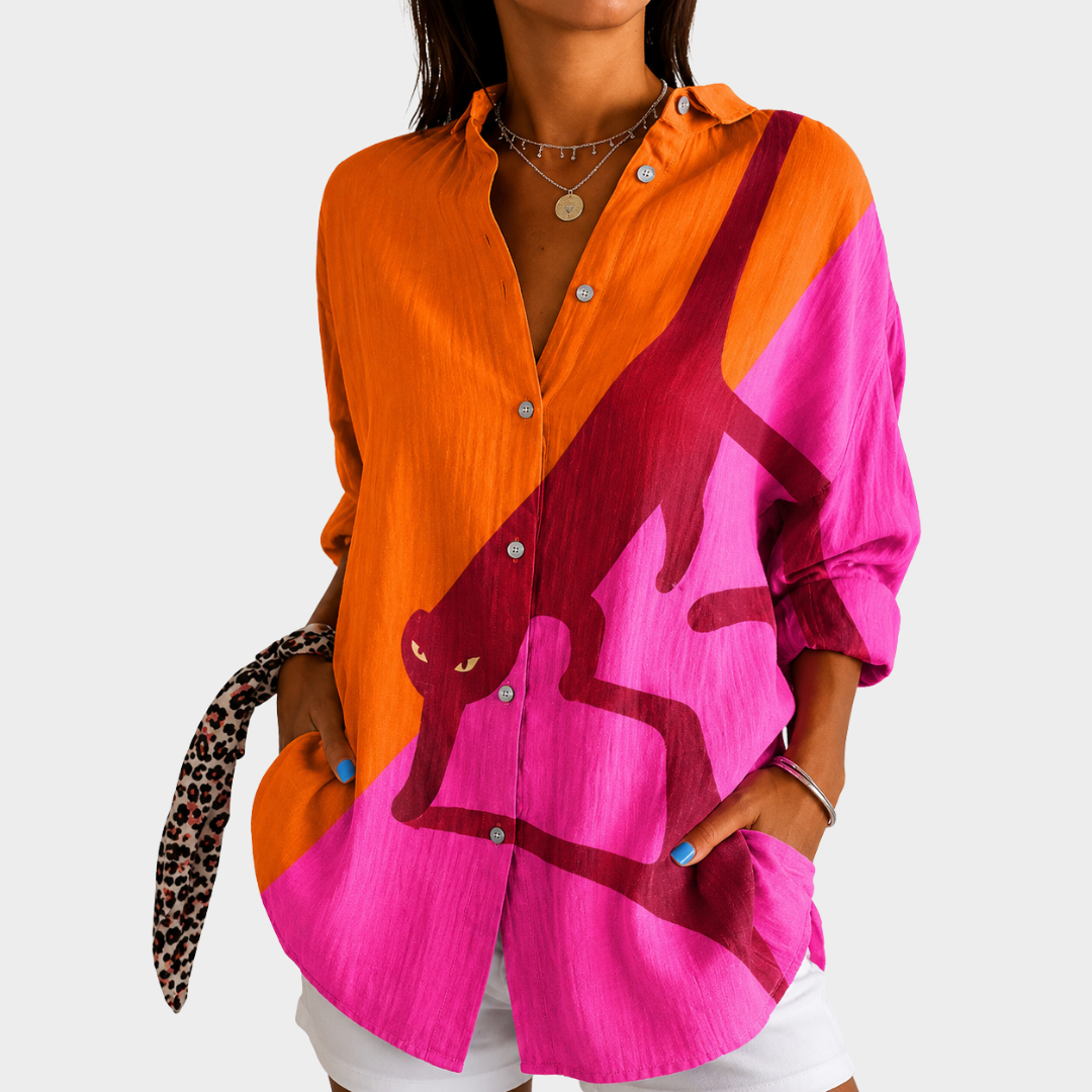 Celine | Bold Colour-Block Blouse