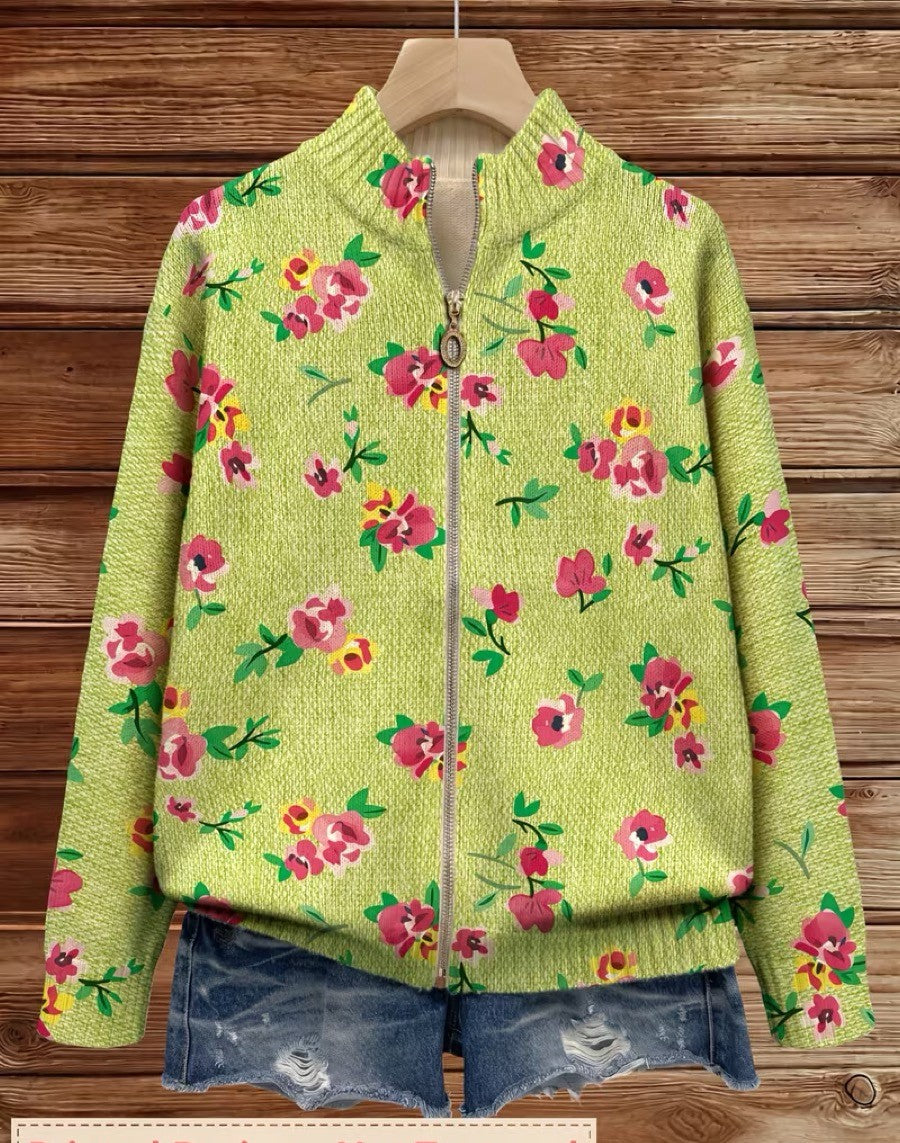 Amabel | Blossom Print Zip Cardigan
