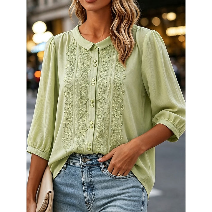Cassandra | Embroidered Peter Pan Collar Blouse