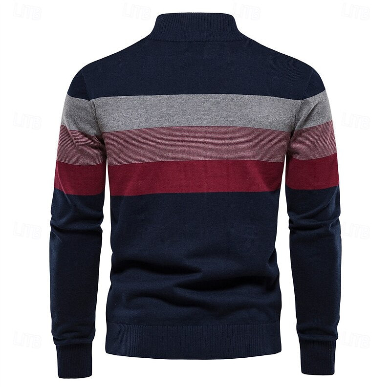 Reuben | Colour-Block Quarter-Zip Sweater
