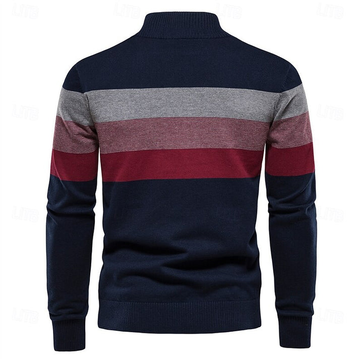 Reuben | Colour-Block Quarter-Zip Sweater