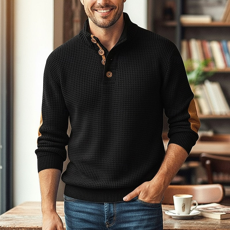 Weston | Stand-Collar Button Sweater