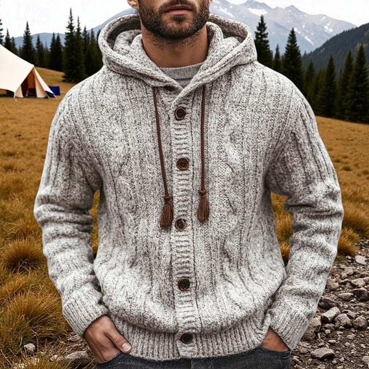 Callum | Hooded Cable-Knit Cardigan