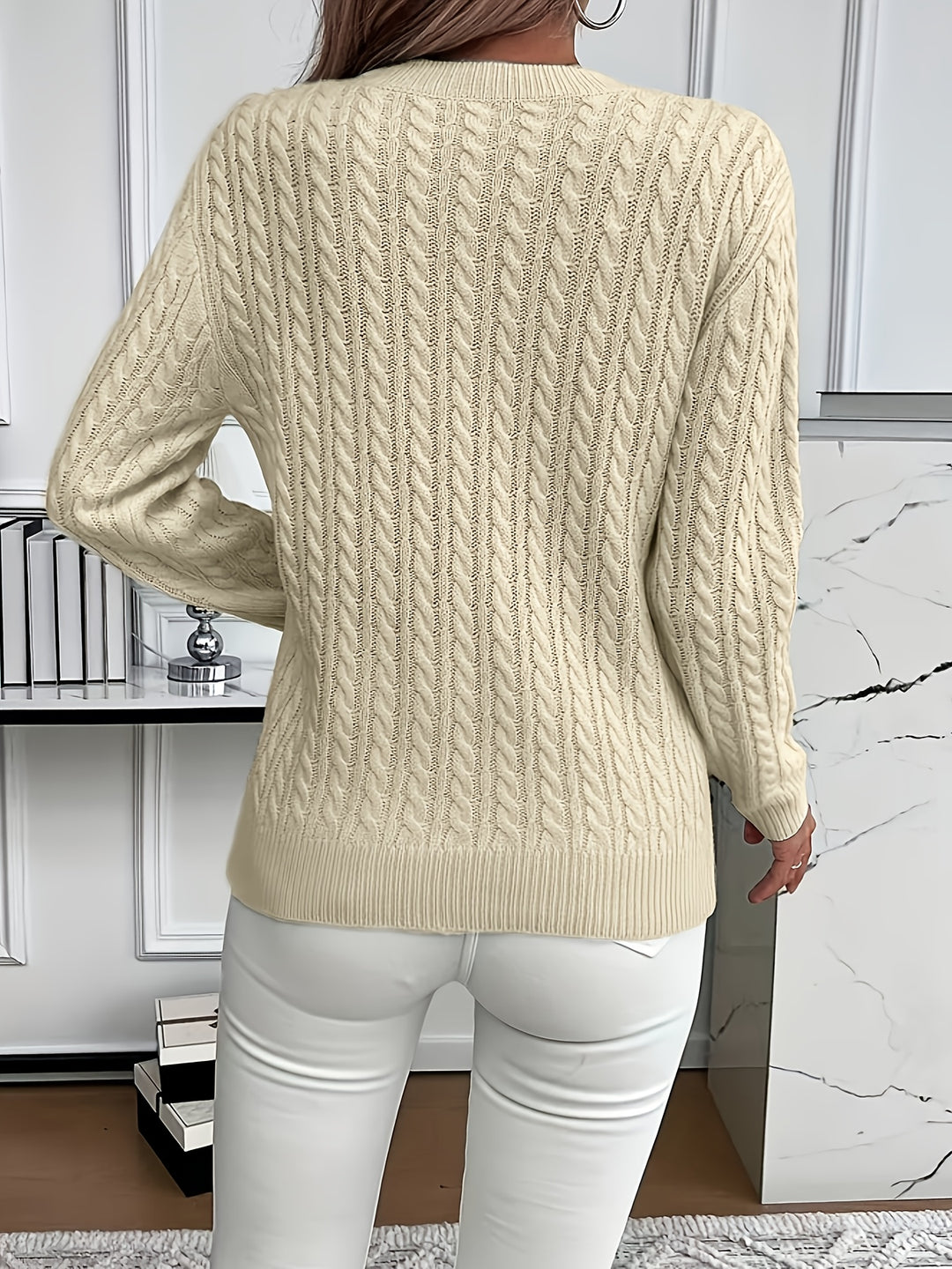 Maeve | Cable-Knit Round Neck Jumper