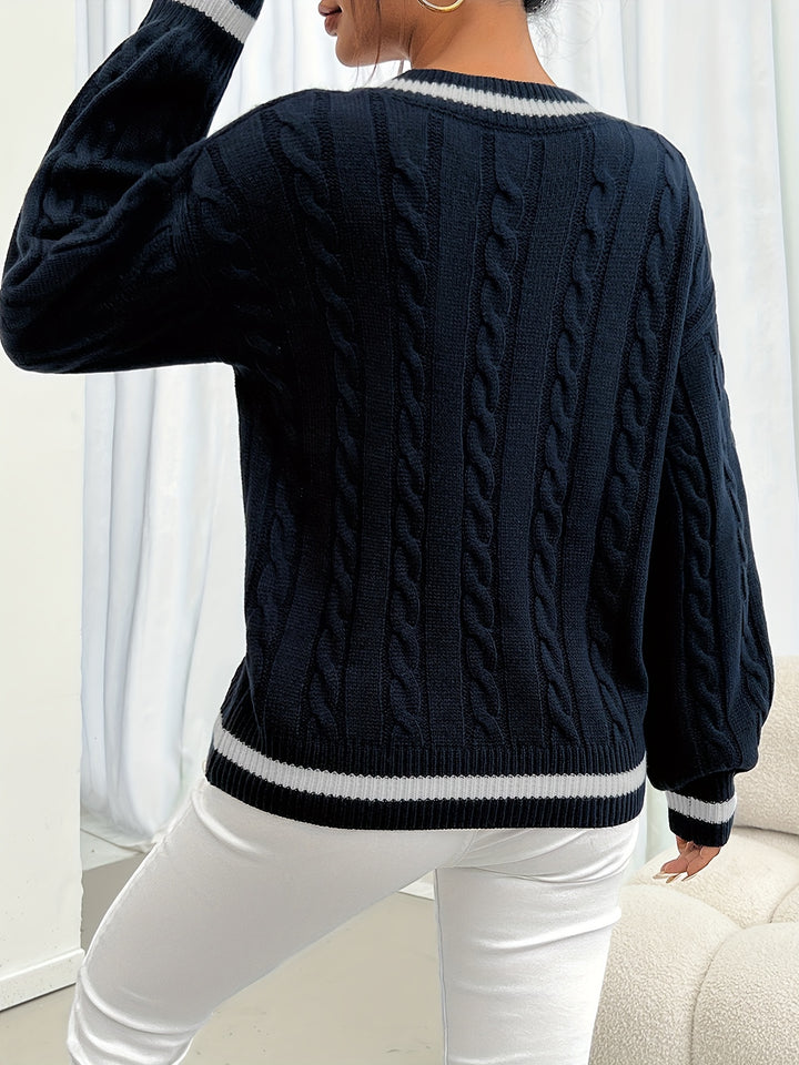 Laurel | Cable-Knit V-Neck Jumper
