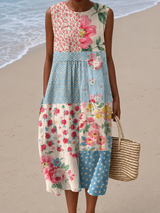 Lila | Patchwork Floral Midi Dress