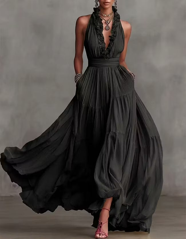 Ondine | Tiered Halter Maxi Dress