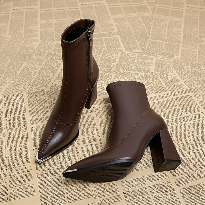 Petra | Pointed-Toe Chunky Heel Ankle Boots