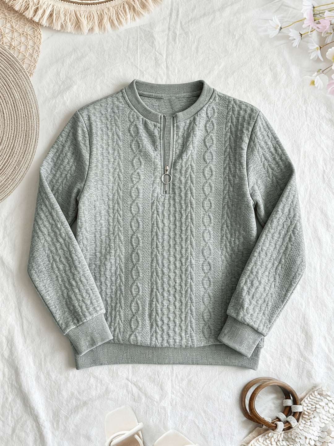Elise | Textured Half-Zip Pullover