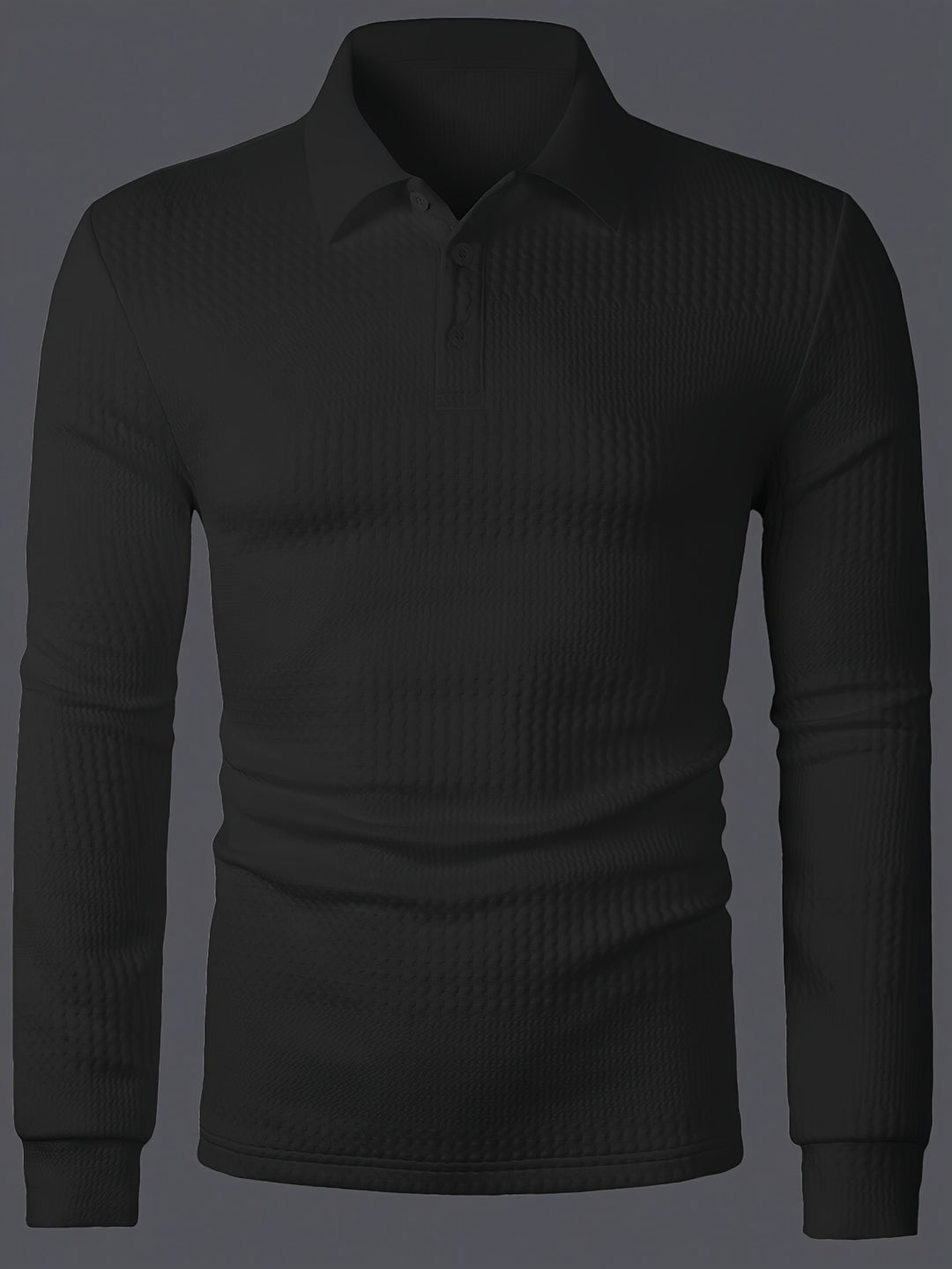 Lawrence | Textured Long Sleeve Polo Shirt