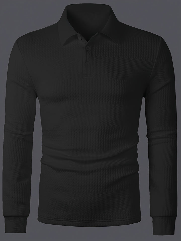 Lawrence | Textured Long Sleeve Polo Shirt