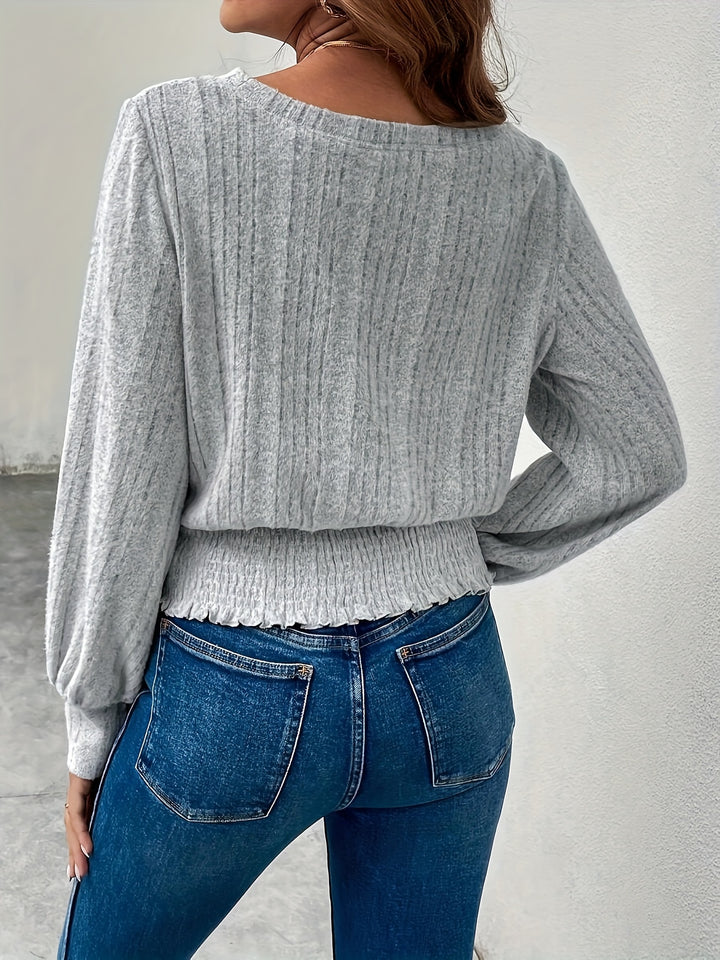 Lydia | Softly Ribbed Long Sleeve Top