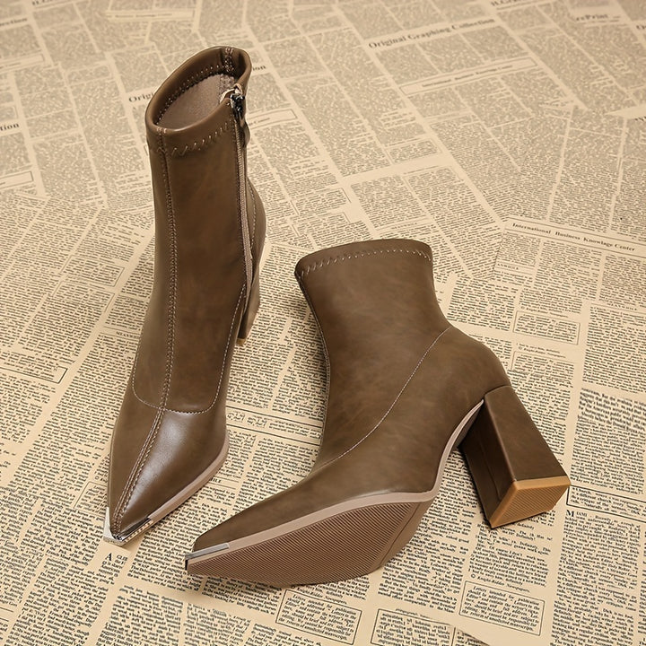 Petra | Pointed-Toe Chunky Heel Ankle Boots