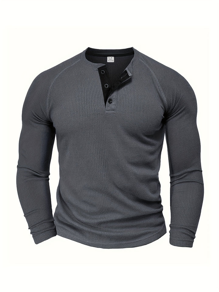 Roland | Textured Button-Placket Long-Sleeve Top