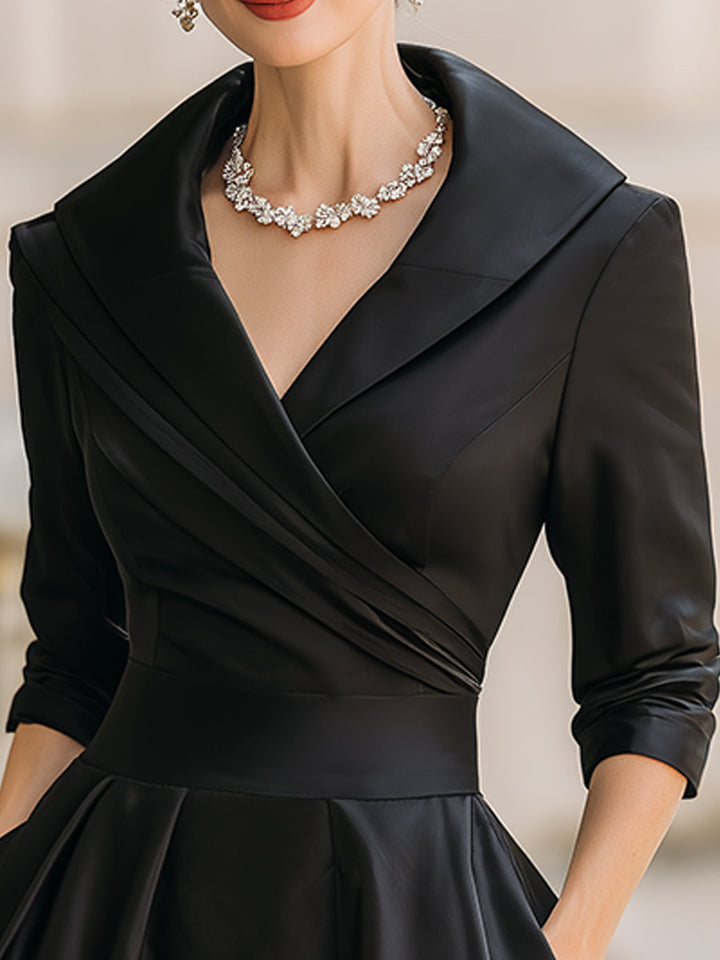 Constance | Shawl Collar Midi Dress