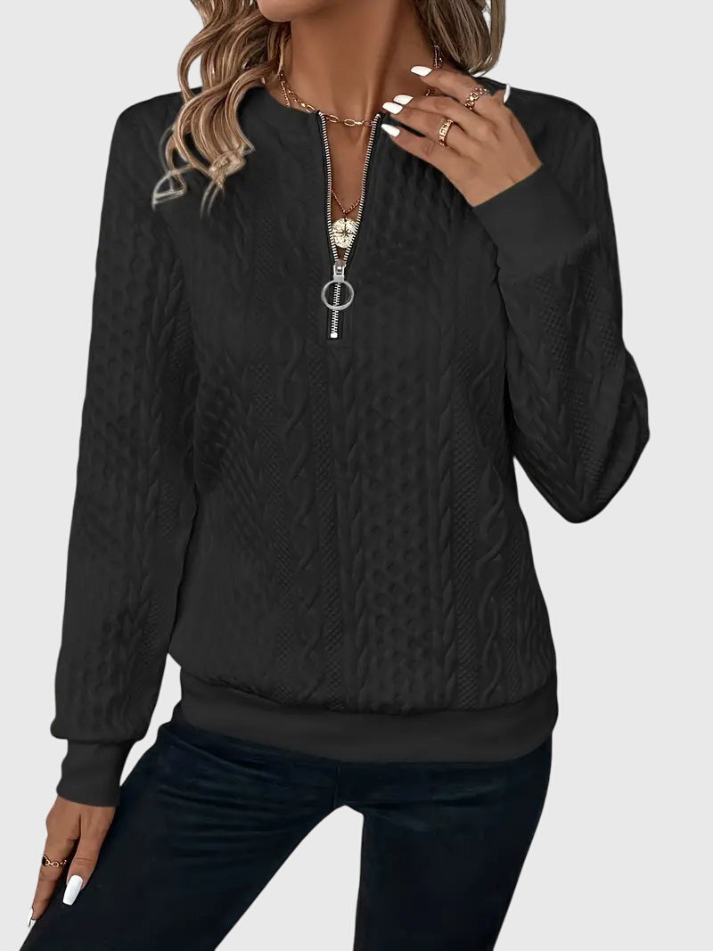Violet | Textured Zip-Neck Sweater