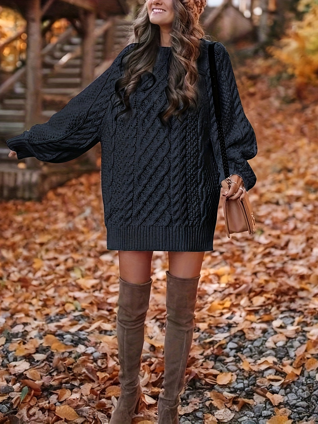 Elowen | Textured Cable-Knit Jumper Dress