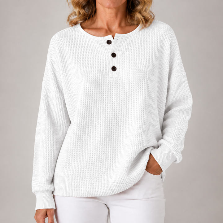 Maude | Relaxed Waffle-Textured Henley Top