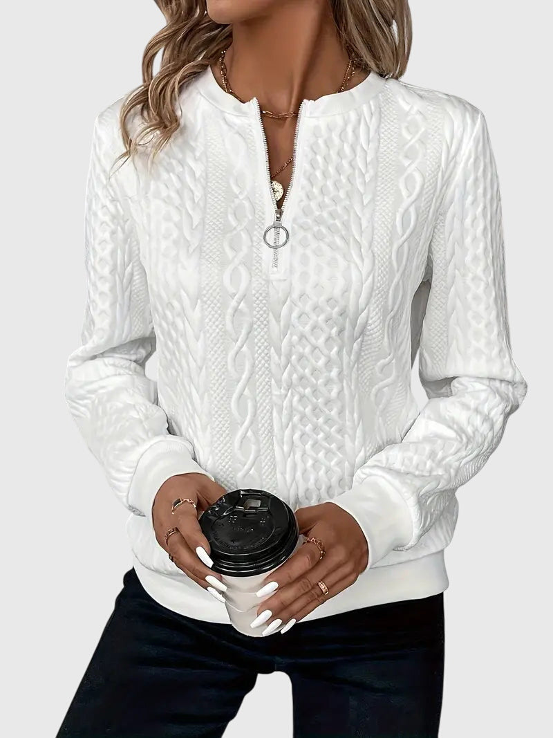 Violet | Textured Zip-Neck Sweater