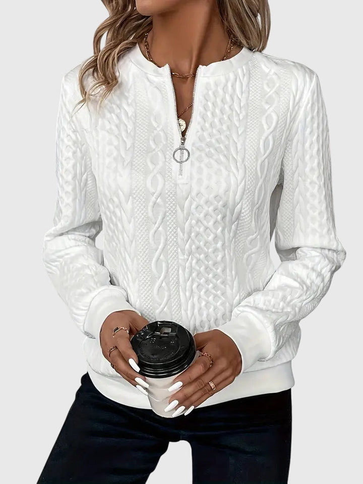 Violet | Textured Zip-Neck Sweater
