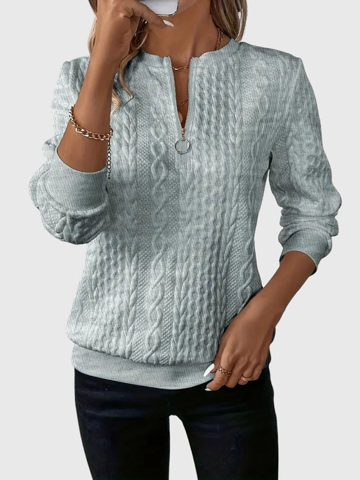 Violet | Textured Zip-Neck Sweater