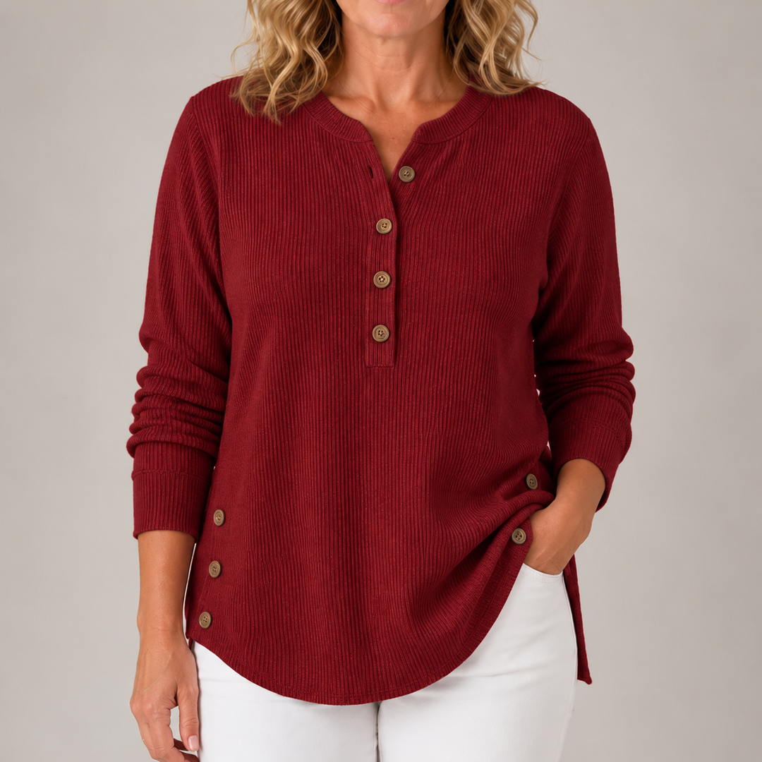Lydia | Ribbed Button-Detail Tunic