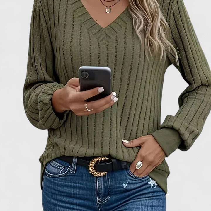 Katrina | Ribbed V-Neck Top
