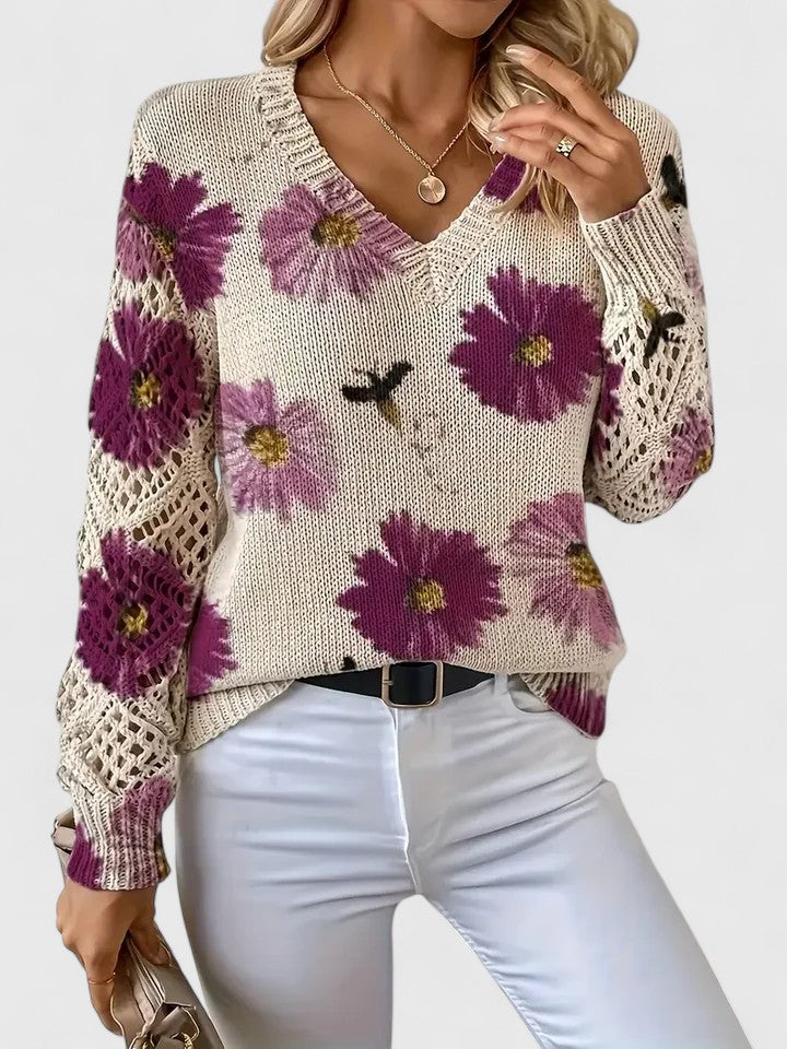 Millicent | Floral Open-Knit Sweater