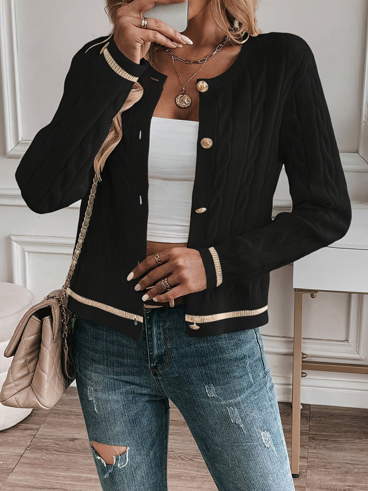 Nora | Cable-Knit Button-Front Cardigan